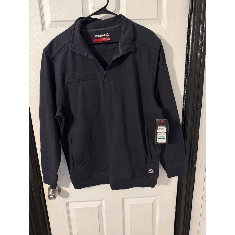 Wolverine Mens Job Shirt Quarter Zip Dark Navy Teflon W1208220-417 Large NWT
